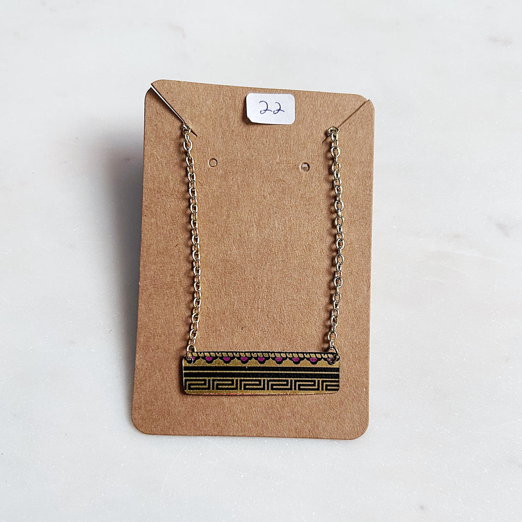 Gold and Black Bar Necklace
