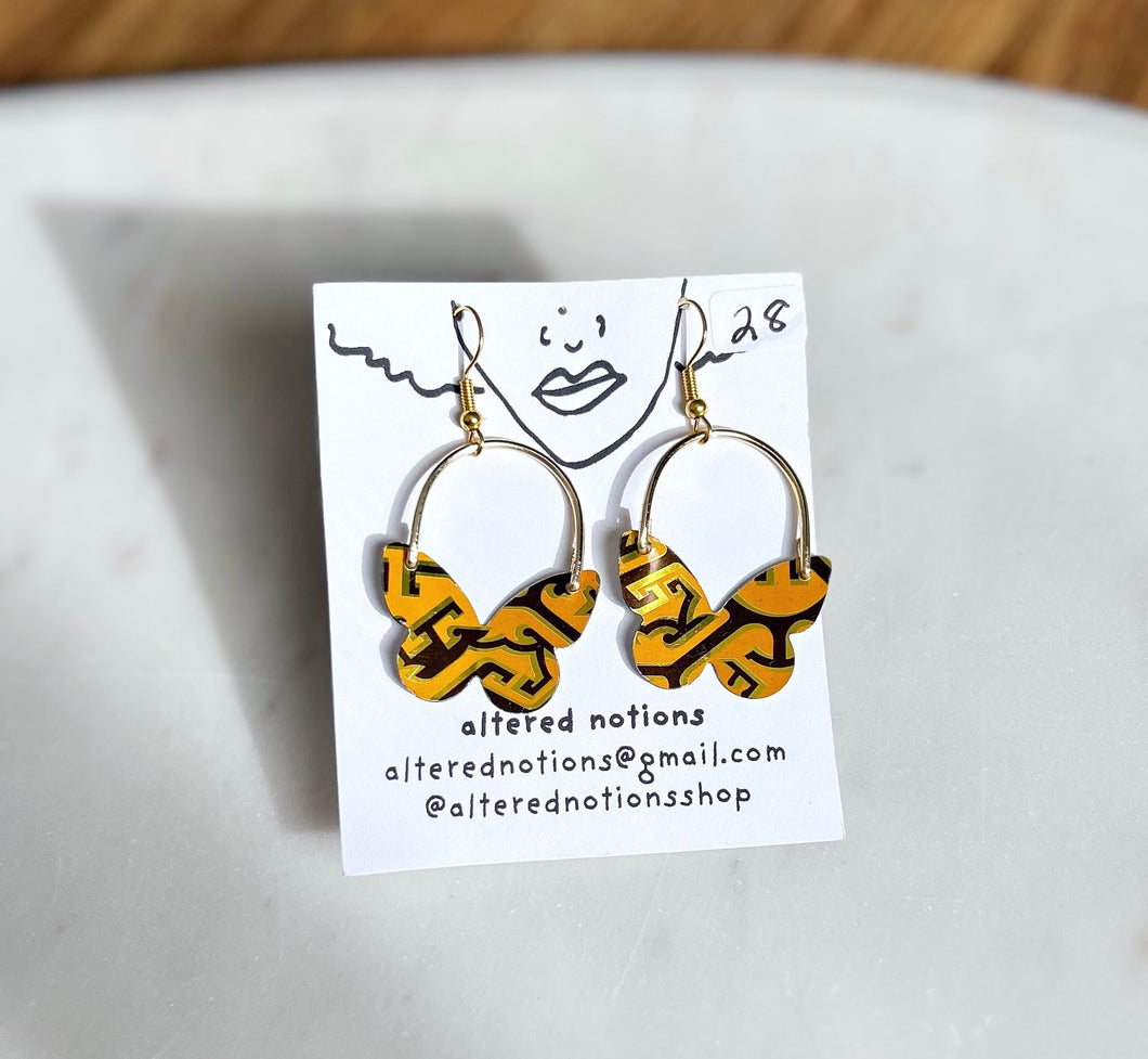 Mustard/Brown/Gold Butterfly Earrings