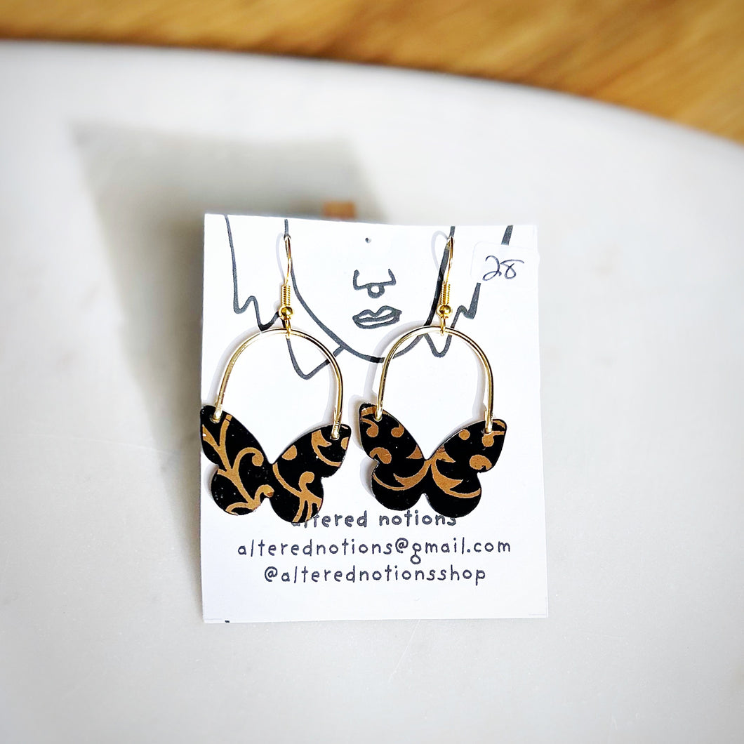 Black and Gold Butterfly Earrings
