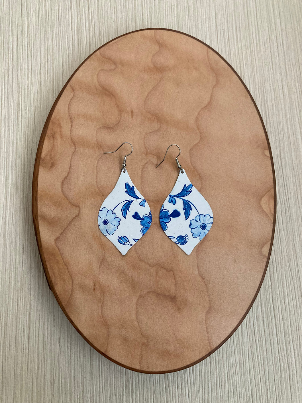 Blue and White Large Arabesque Earrings
