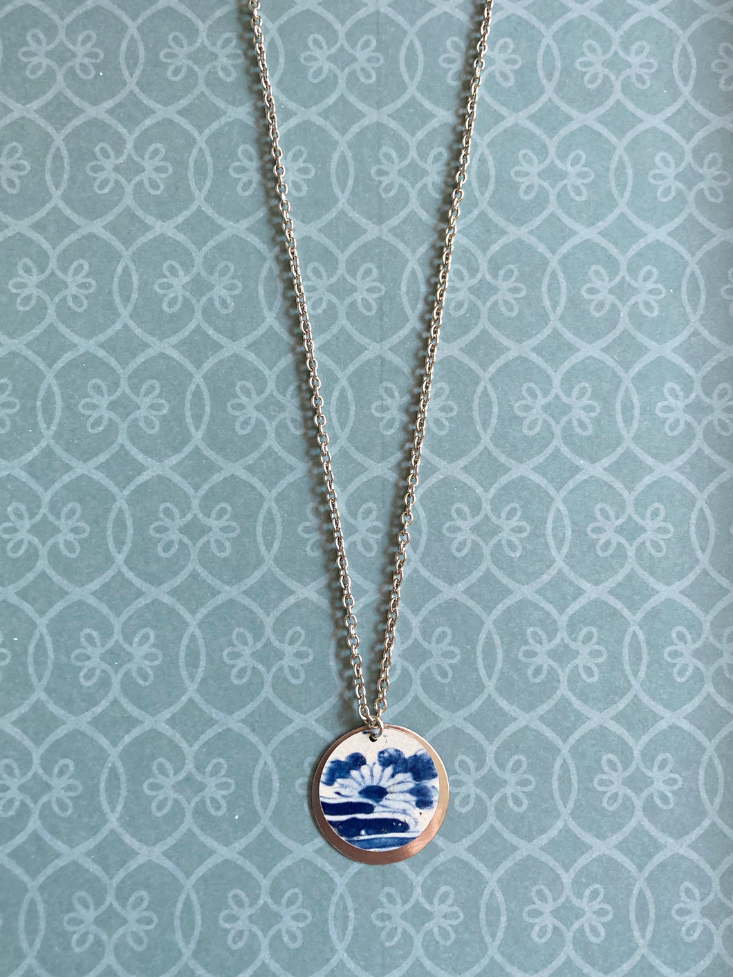 Blue and White Circle Necklace