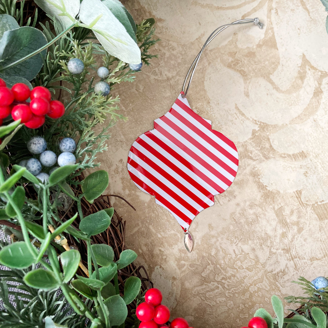 Red and White Striped Ornament